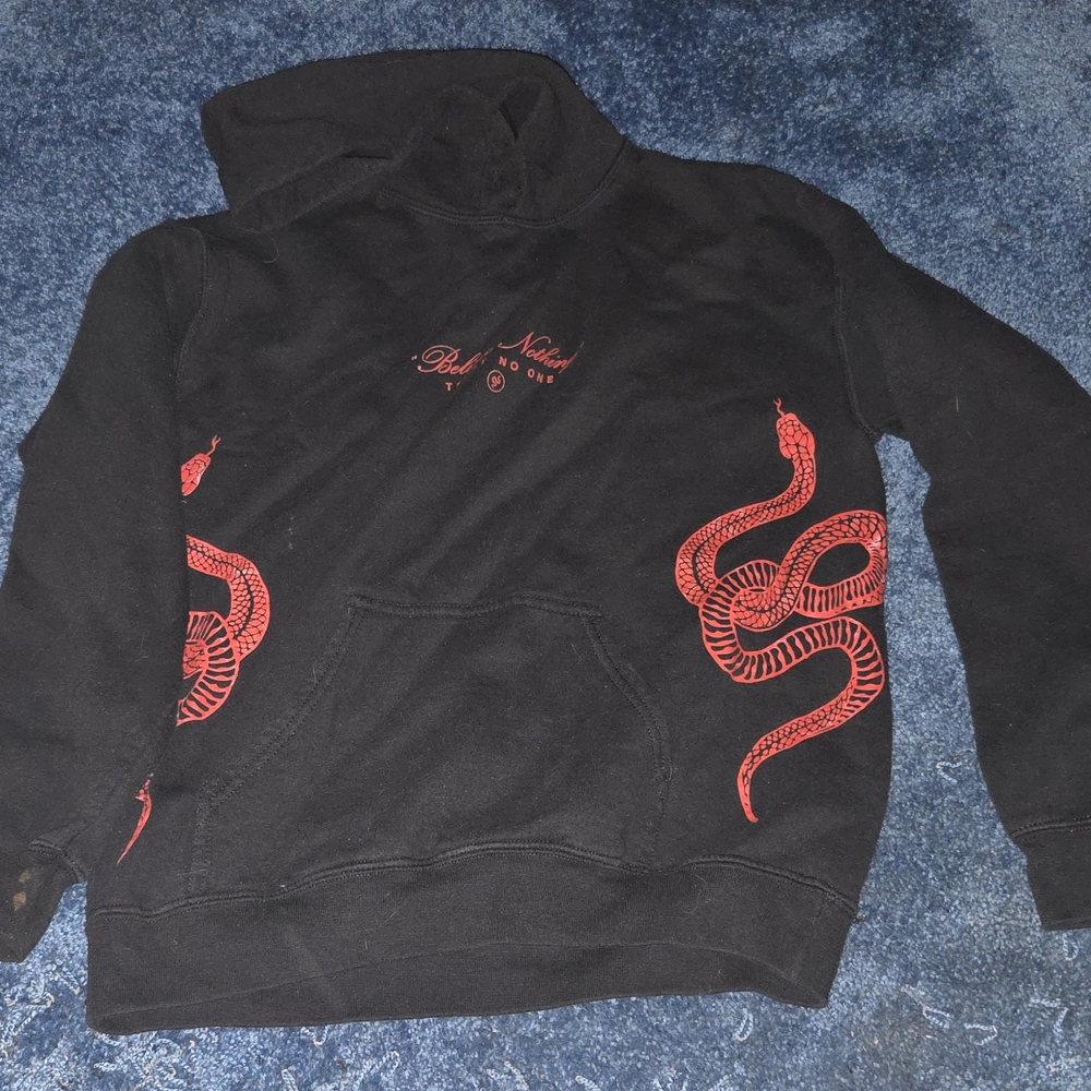 Fashion Nova Black Hoodie with Red Snake Motif